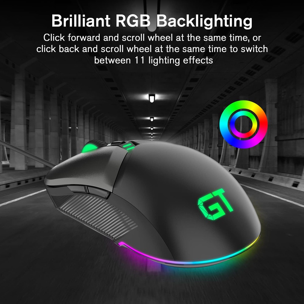 Wired Gaming Mouse USB Optical Computer Mice with High-Precision Adjustable u...