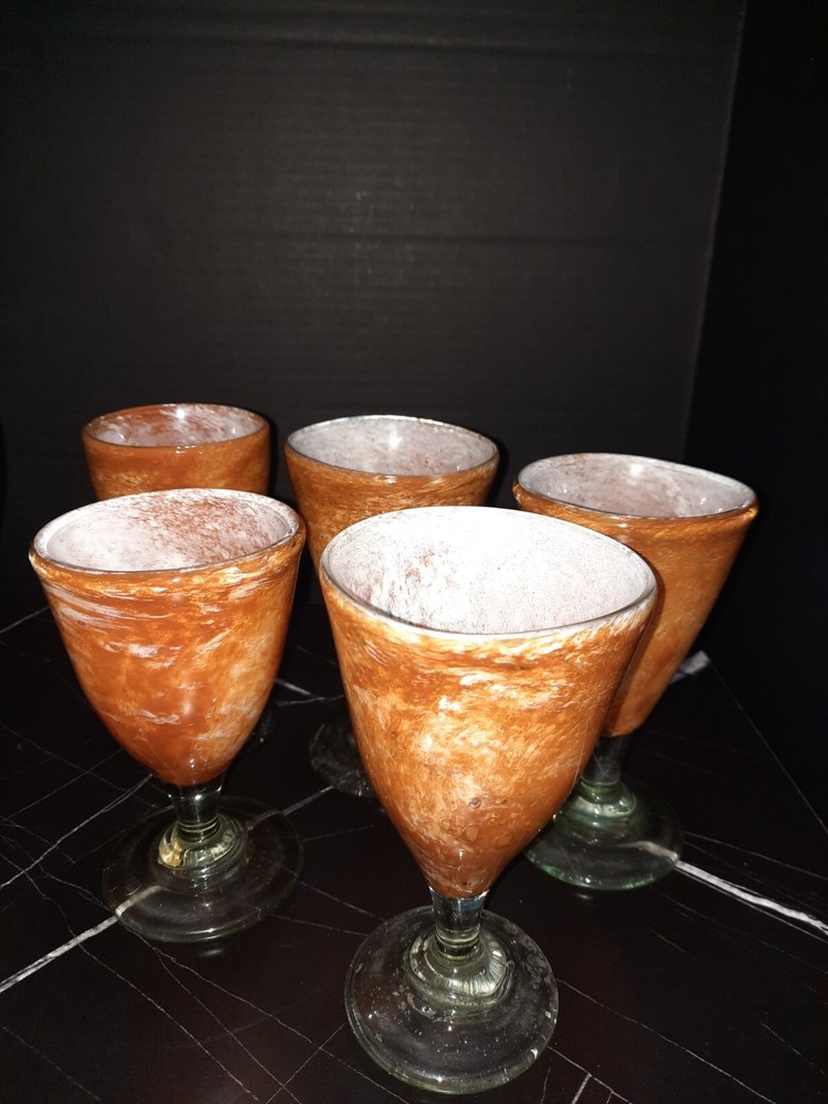 Hand Blown Glass Pitcher And Goblets