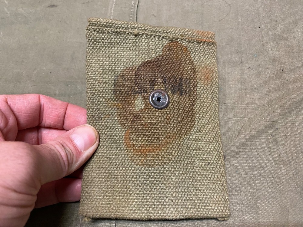 ORIGINAL WWII US ARMY M1942 .45 PISTOL AMMO MAGAZINE BELT POUCH-OD#3