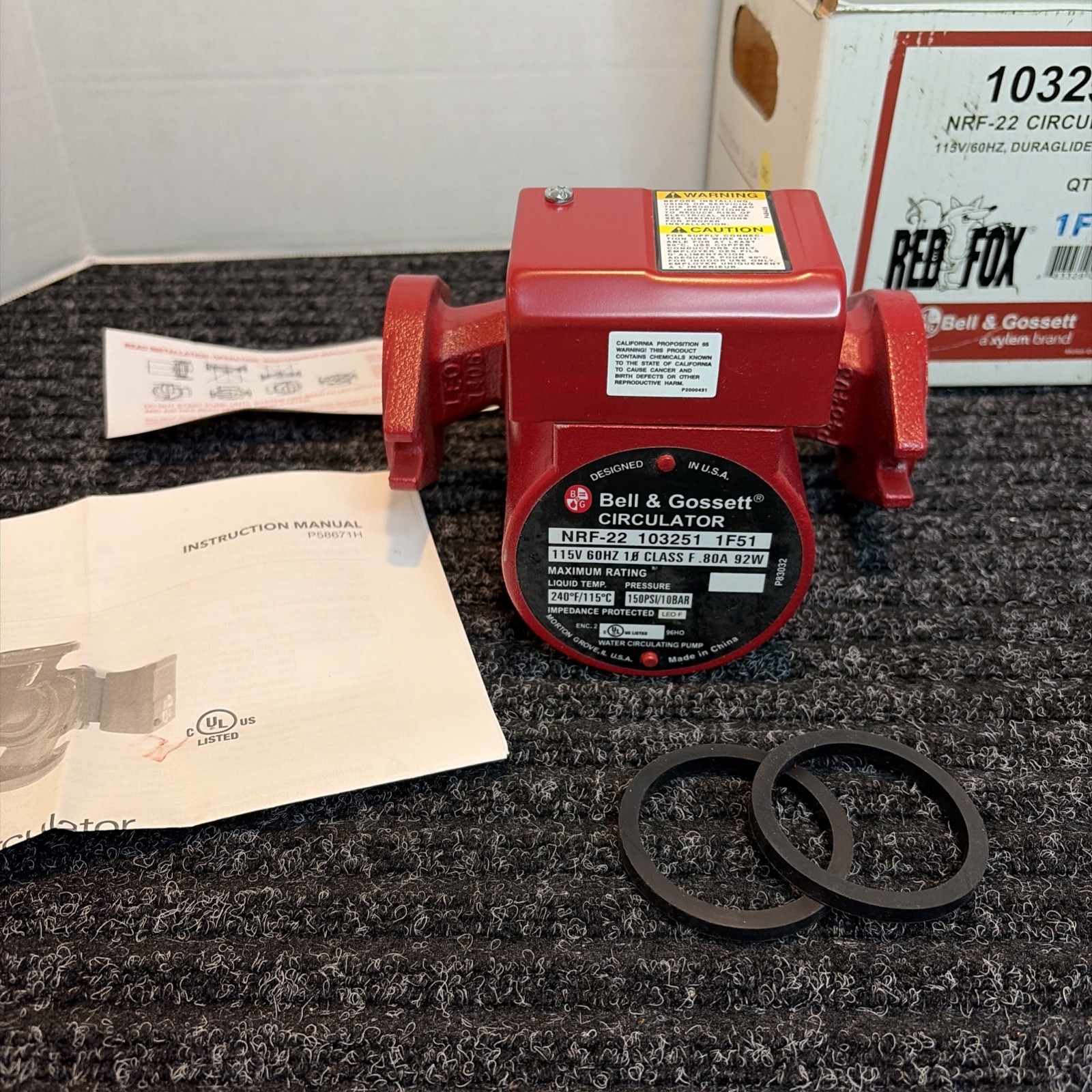 Bell & Gossett 103251 1/25 HP, NRF-22 Red Fox Circulator Pump - NEW