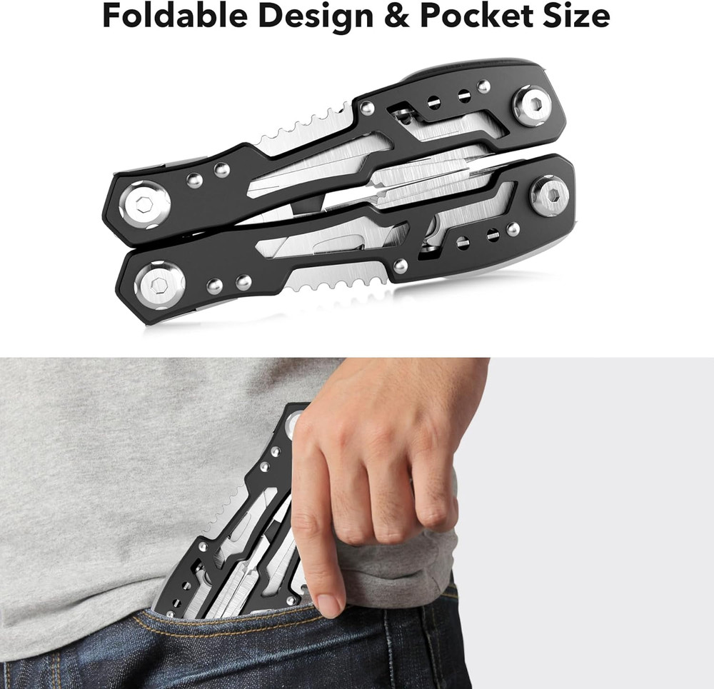 14-In-1 Multitool with Safety Locking, Professional Stainless Steel Multitool Pl