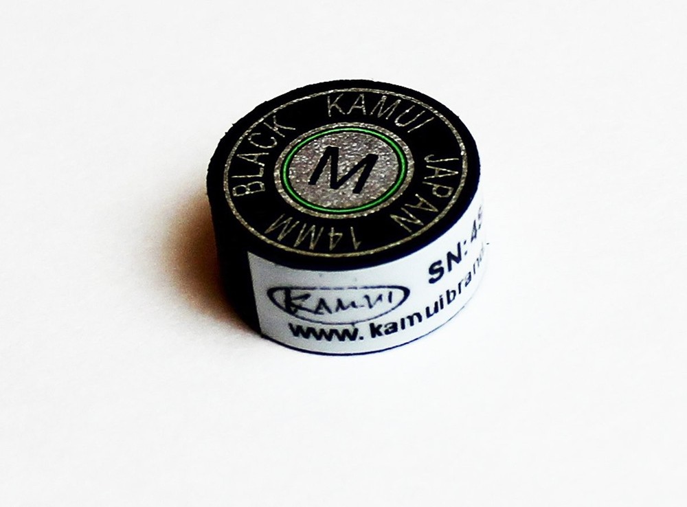 Kamui Black Laminated Leather Pool Billiard Cue Tip - 14 mm - Medium