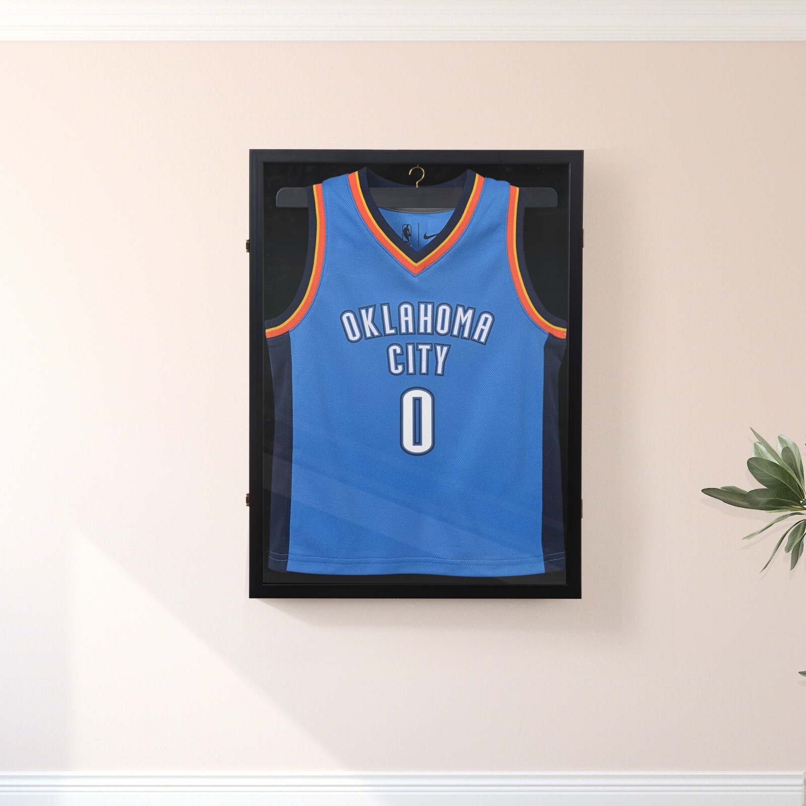 Jersey Display Case Frame Shadow Rack Box Exquisite Lockable with Hanger Wood