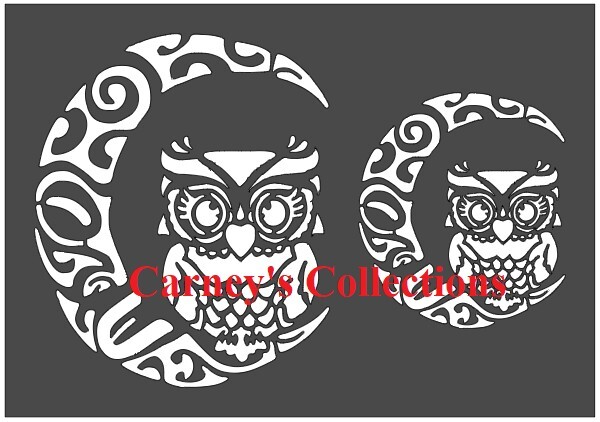 7"x10" Plastic Stencil - Owl On Moon (SC858)