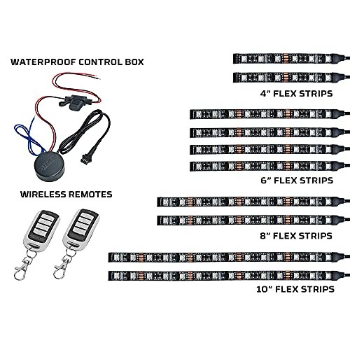 10pc Advanced Million Color LED Motorcycle Accent Underlow Light Kit - 15