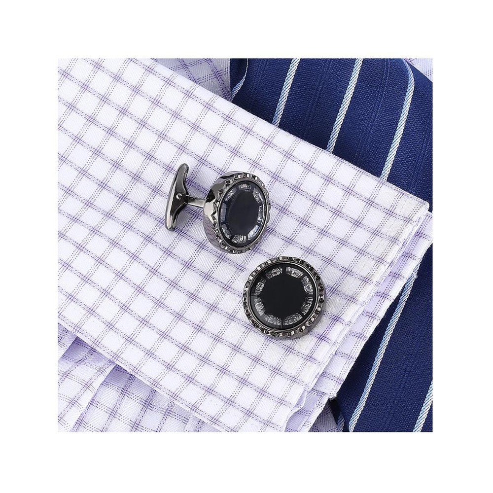 Charles William Black Cufflinks with Stunning Elements and Quick UK Delivery