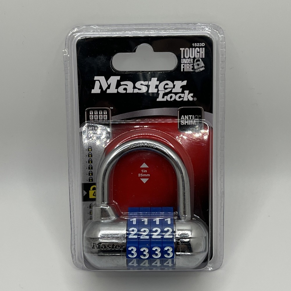 Master Lock Padlock 1523D 4-Digit Combination Number Lock - Blue