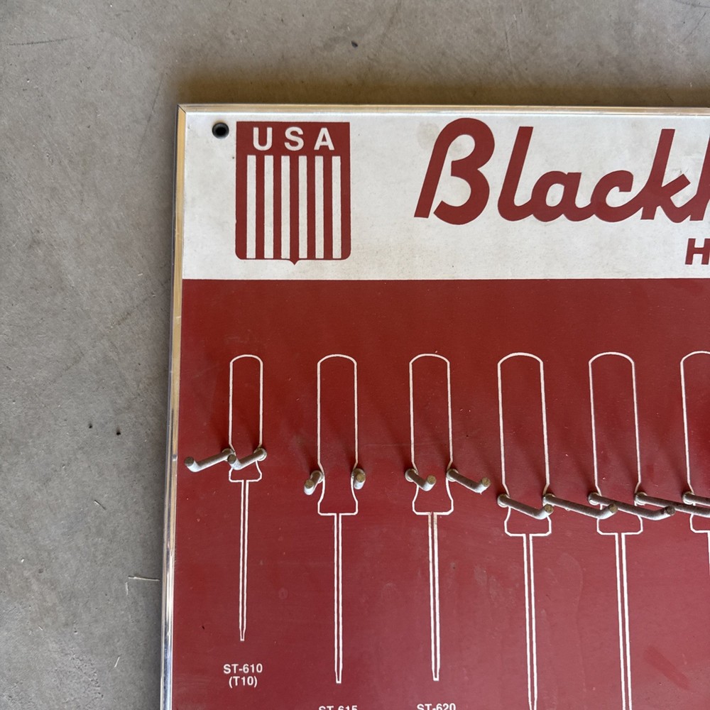 Vintage Black Hawk Hand Tools Display Advertisement Board DBD-18A