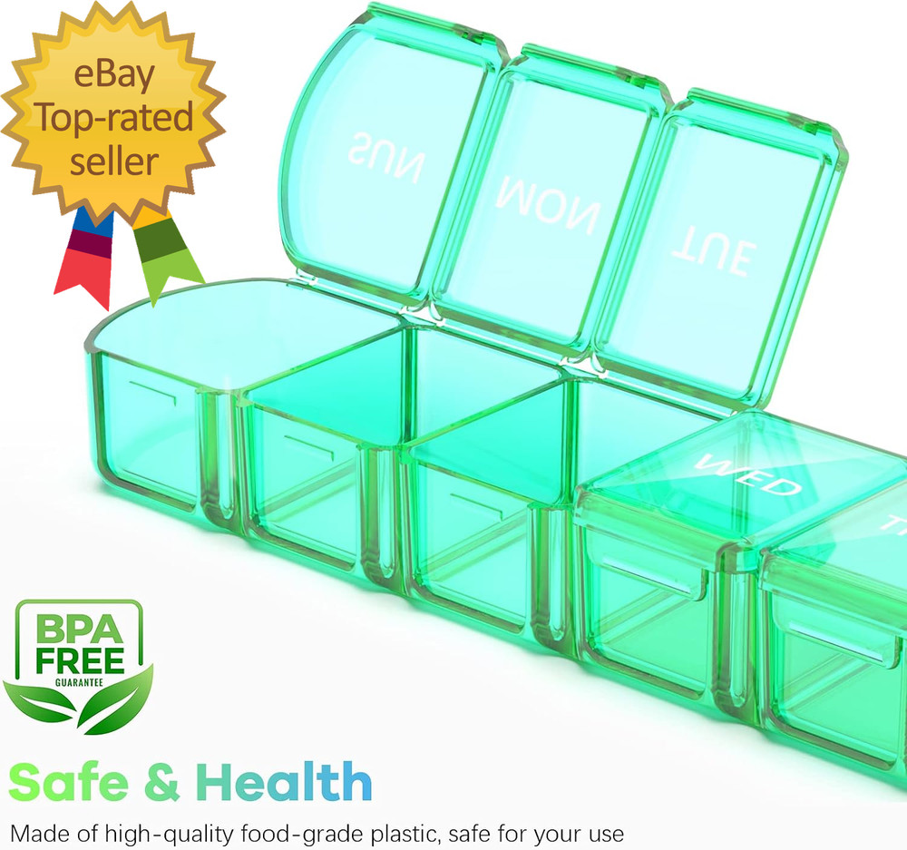 Extra Large Pill Organizer 2 Pack XL Pill Box 7 Day Weekly Pill Case