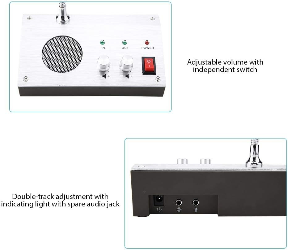 Intercom Dual Way System,Mic Speaker Window Counter Interphone Drive Thru Speake