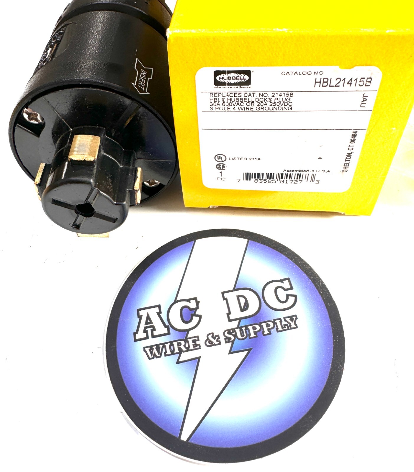 Hubbell Hbl21415b / Hbl20425B 30/20A Locking Connector 3P 4W 600Vac/250Vdc