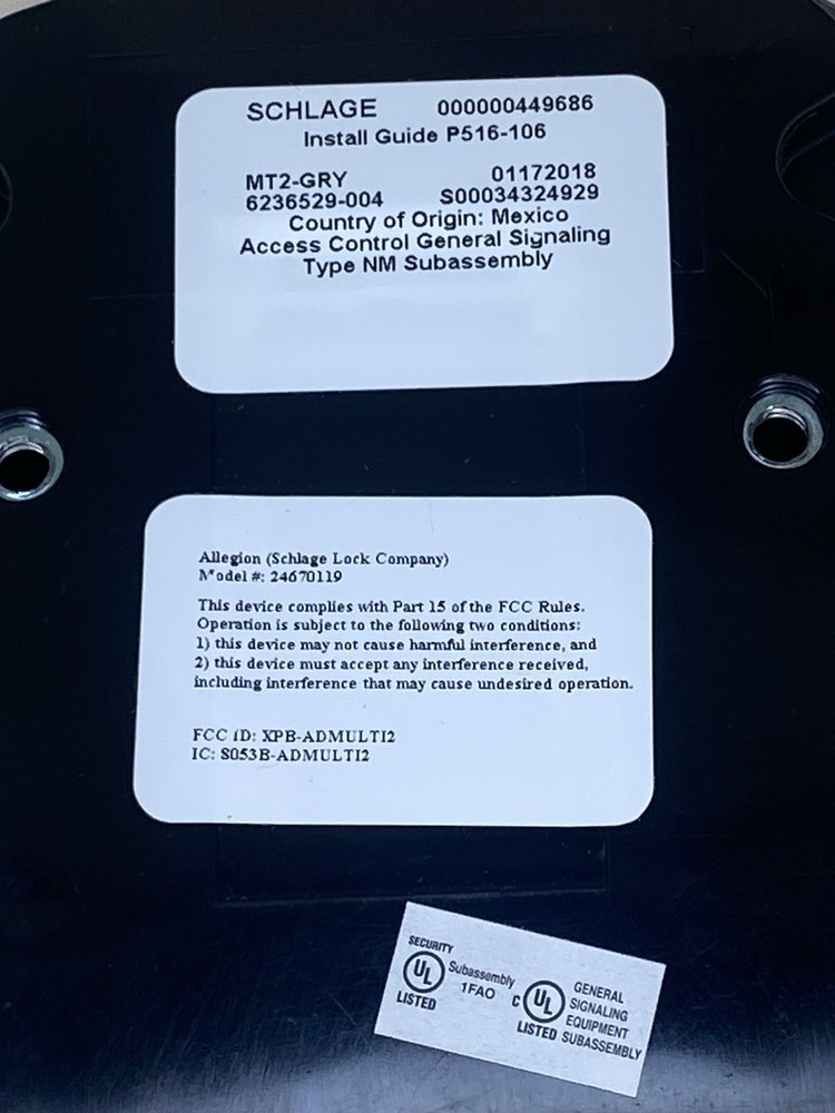 SCHLAGE MT2-GRY CARD READER