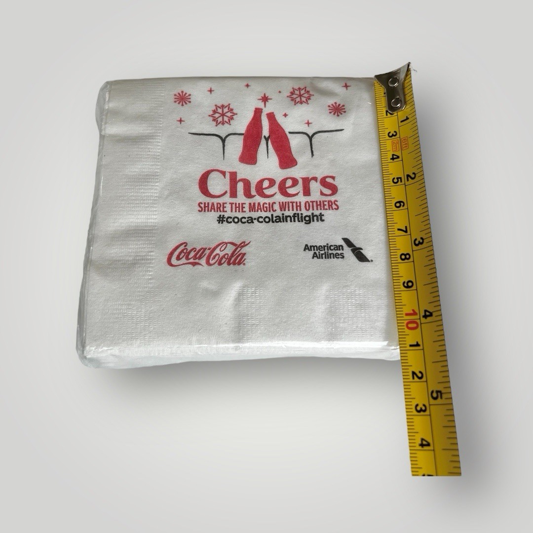 American Airlines Coca-Cola Collaborated Paper Napkins Flight Winter 50 Cts New