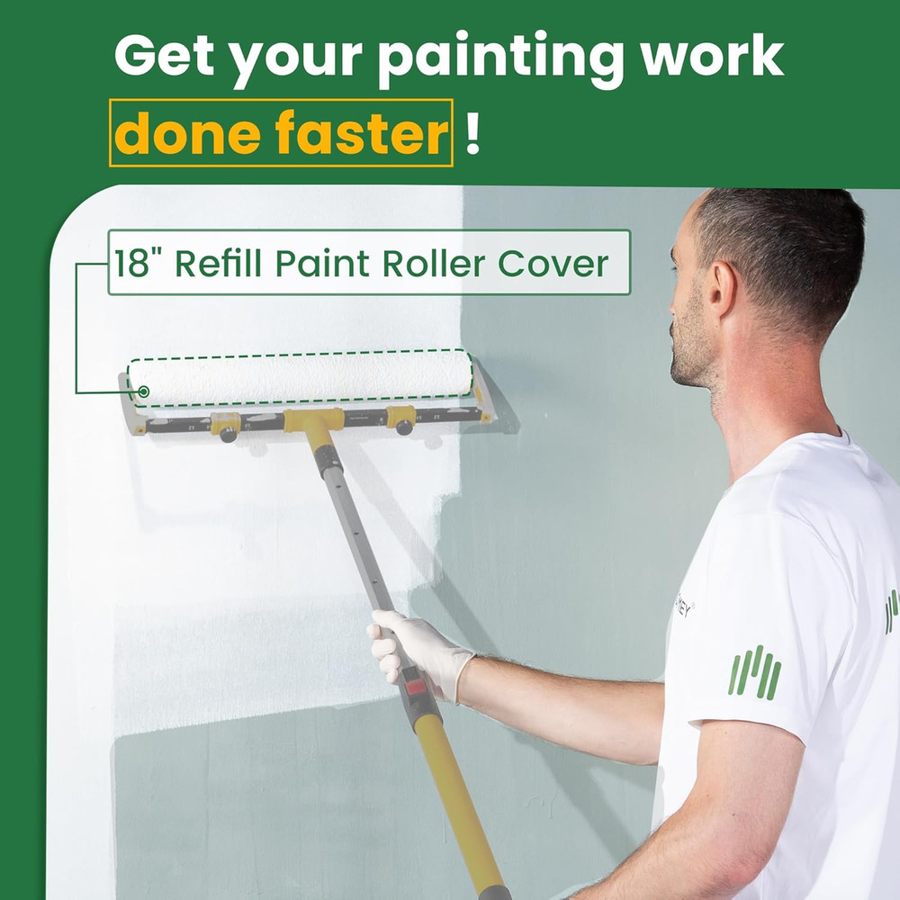 18" Paint Roller Cover, Microfiber Paint Roller Cover, Quickly Covers Large Surf