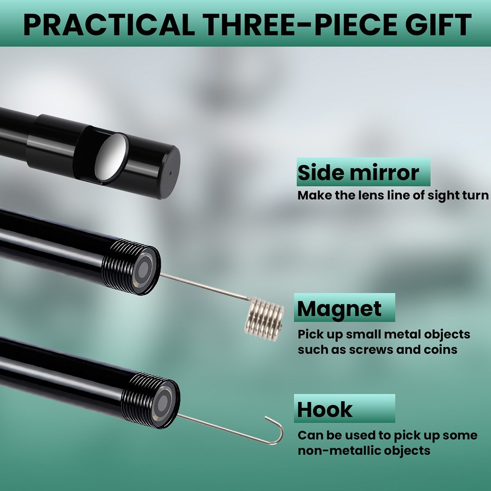 2M 6LED Borescope Endoscope HD Snake Inspection Camera 3in1 for Android PC IOS