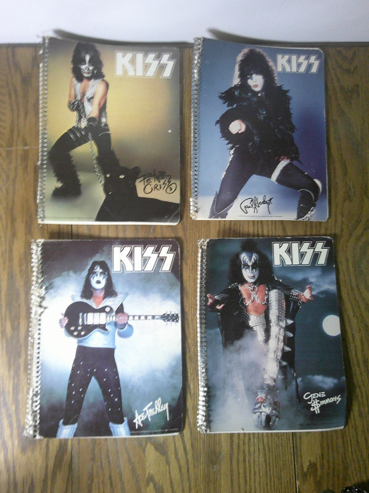 vintage Kiss rock group 4 spiral notebook one w/ Ace, Peter, Gene, Paul     Z147