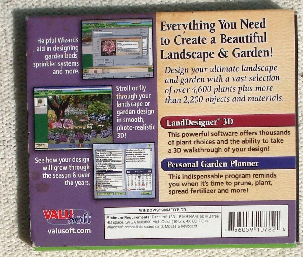 Custom 3D Land Designer Garden Planner PC CD-ROM Windows 98 / ME / XP CD (2004)