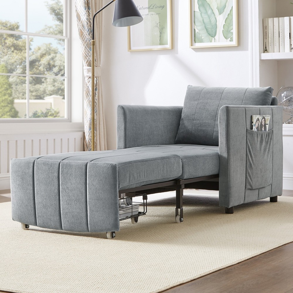 Upholstered Convertible Sleeper Sofa, 31.5" Pull Out Sofa Bed with 5-Position