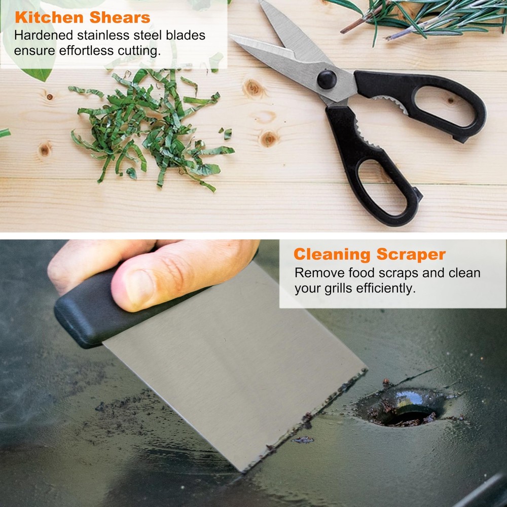 Professional Griddle Accessories Kit Set with Smash Burger Press - Extra Thick