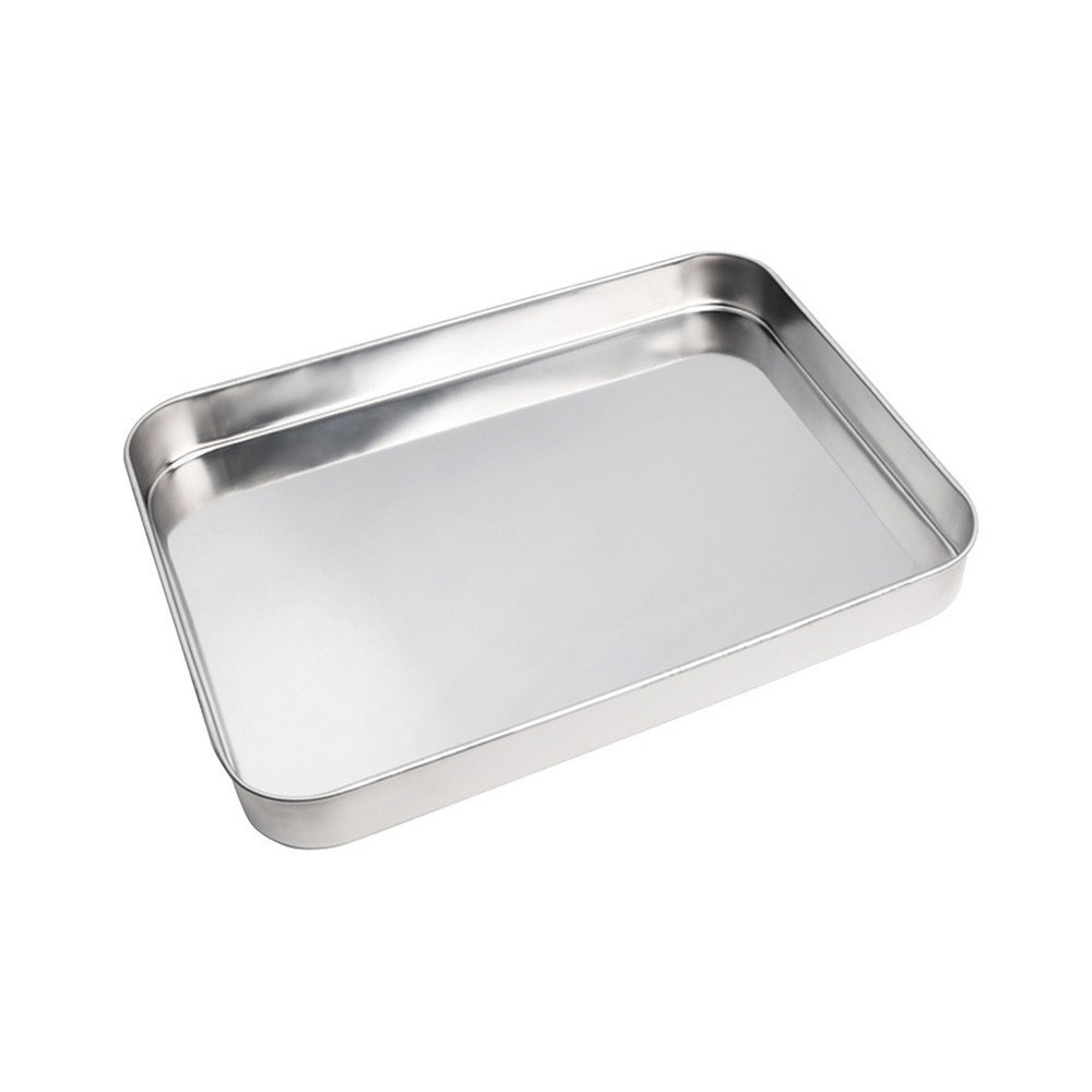 10 Inch Stainless Steel Bakeware Rectangular Rice Noodles Plate