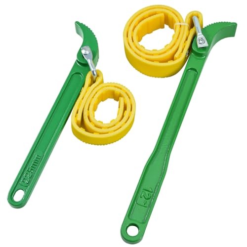 2-Piece Rubber Strap Wrench 9' & 12’ Handle, Adjustable Strap Wrench, Rubber