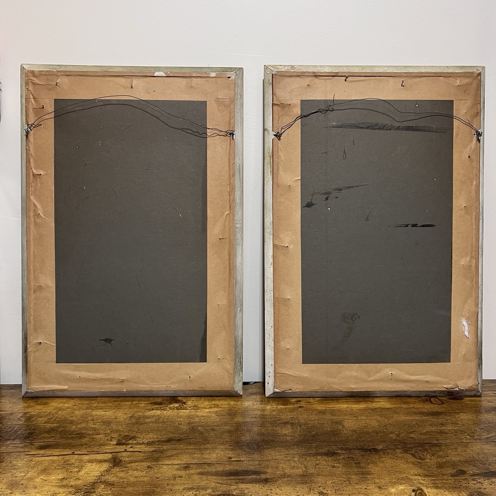 Pair Framed Illuminated Gregorian Chant Music Manuscript Pages Medieval Style