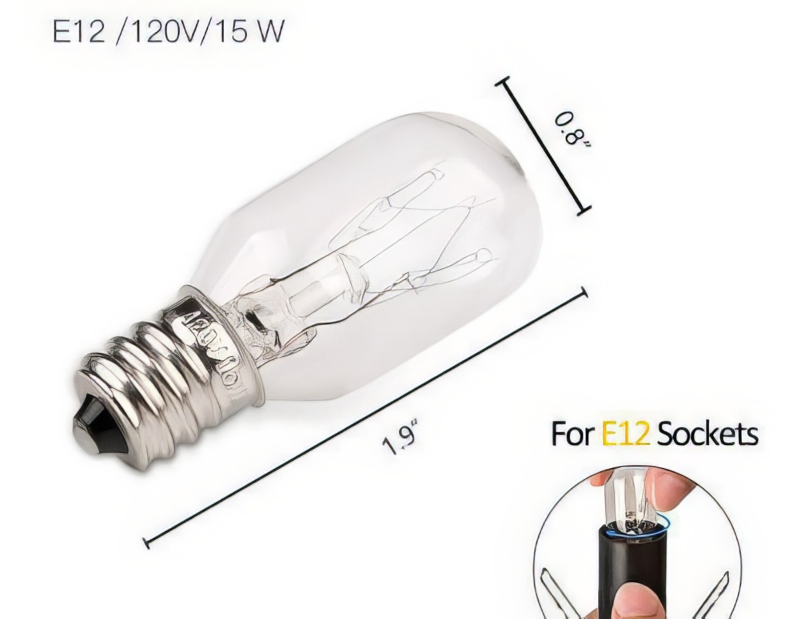 Himalayan Salt Lamp Replacement Light Bulbs, E12 Candelabra Base 15W T20 Bulbs