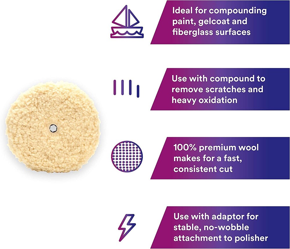 7"Wool Double Sided Buffing Pad for Compound Cutting 7inch Polishing Pad w/5/8"