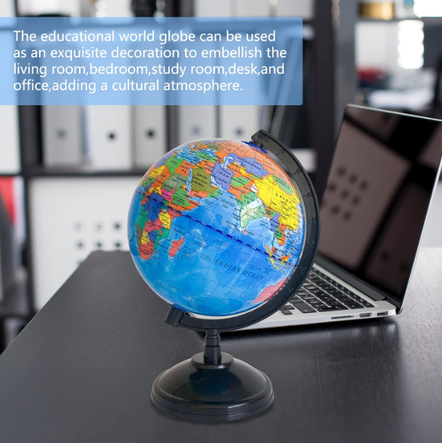 WORLD GLOBE EARTH TOP Map Rotating Geography Ocean Classroom Learning Desktop
