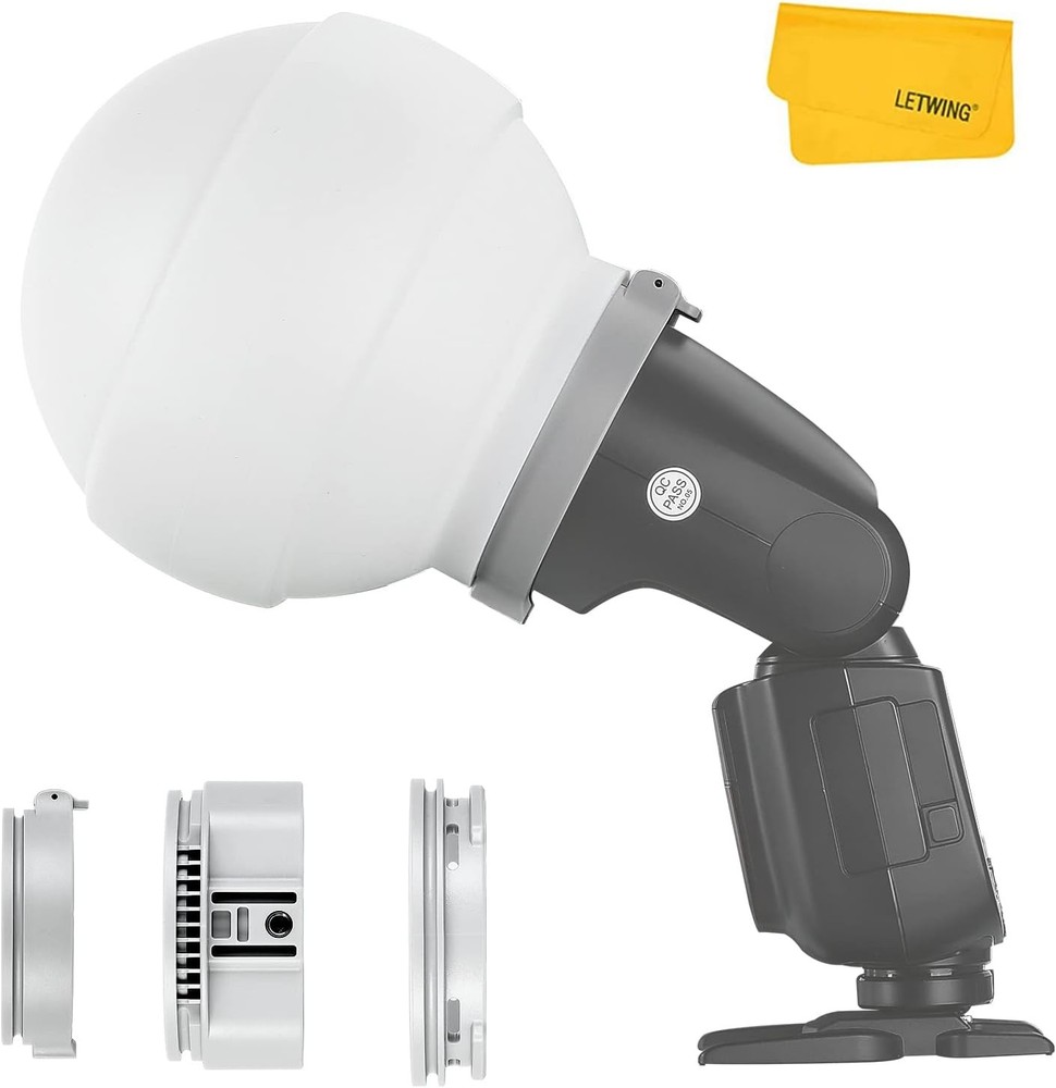 Godox ML-CD15 Diffusion Dome w/3 adapters, Flash Light Diffuser, Fit for Godox V