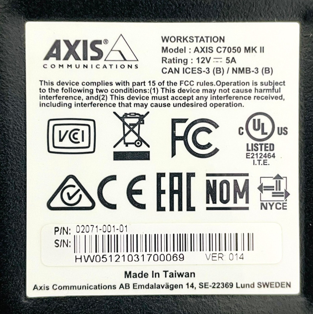 AXIS C7050 MKII Camera Station 02071-001-01