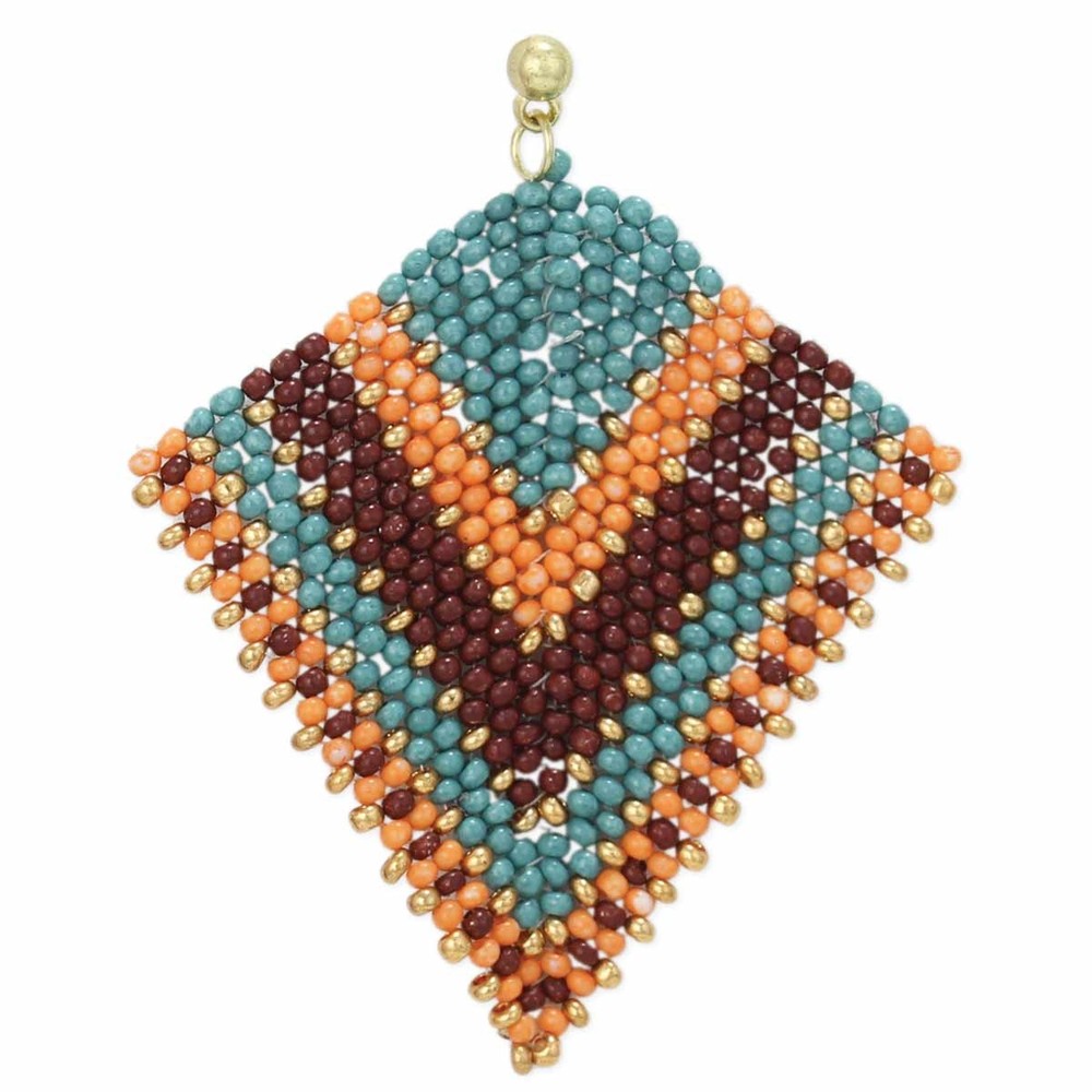 Bold Stripes Woven Bead Post Earrings