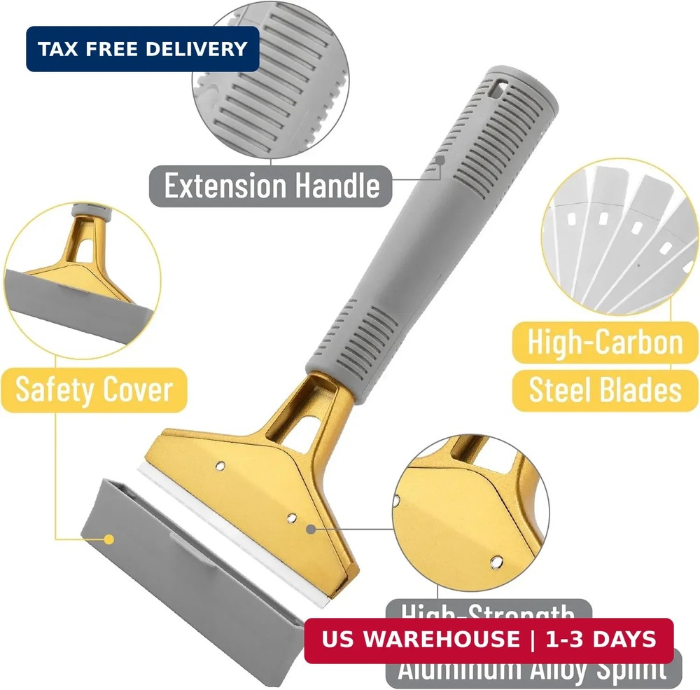 Bates- Razor Blade Scraper Set, 2 Pack, 1.5" & 4" Razor Scraper Tool with 20 Ext