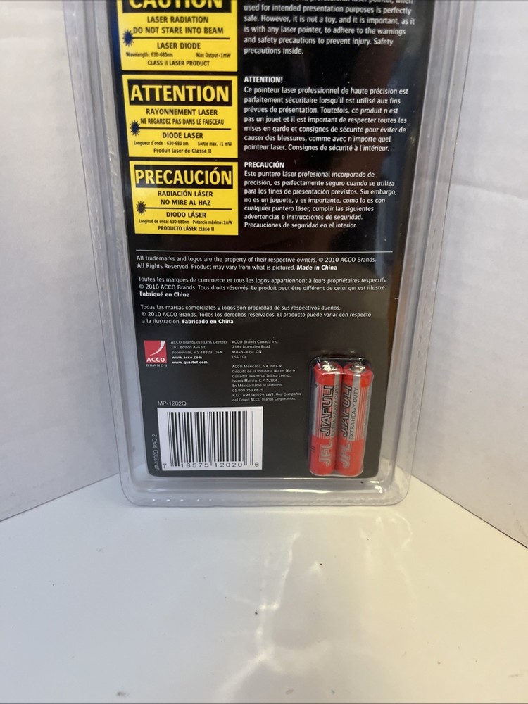 Quartet Standard Laser Pointer, Class 2, MP-1202Q, Projects 450 feet, School Use