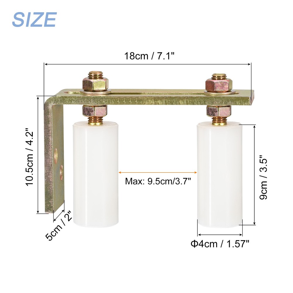 Slide Gate Guide Roller with L Post Bracket 3" Dual Nylon Rollers Gate White