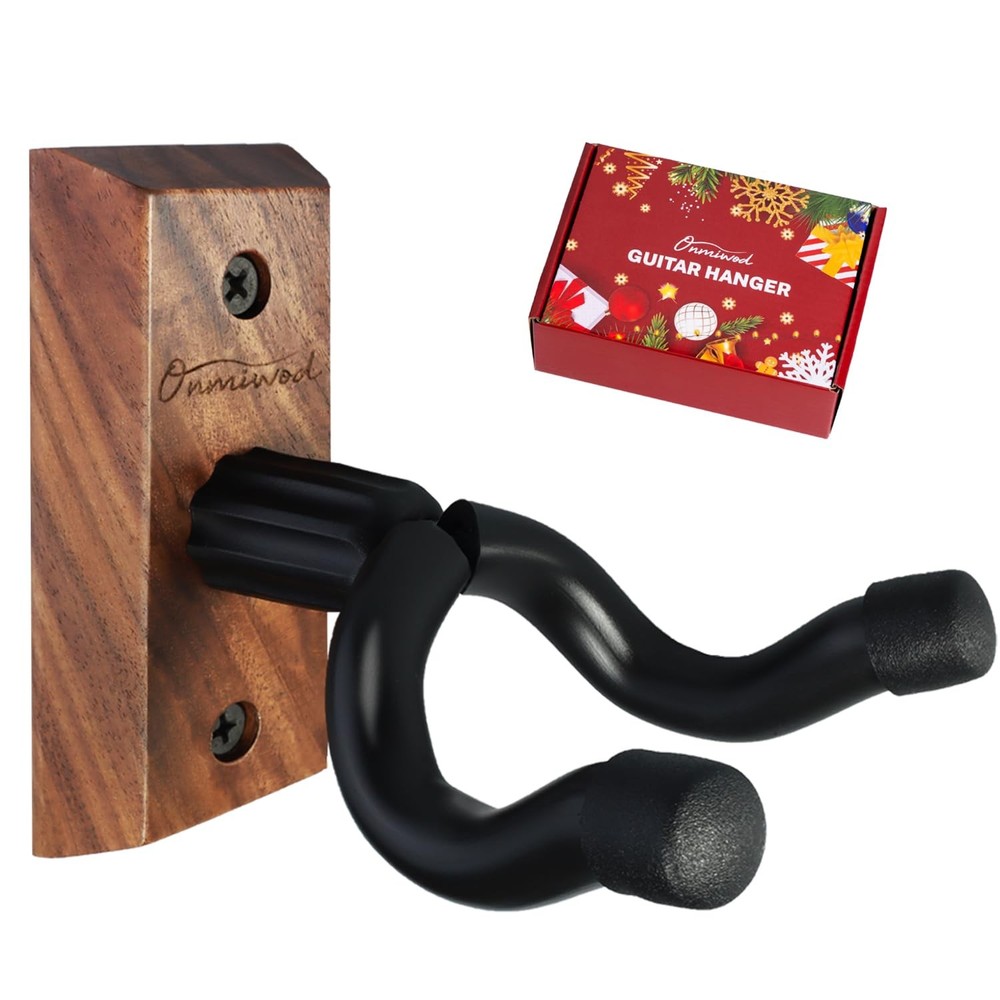 Onmiwod Guitar Wall Mount, Black Walnut Wood Hanger,