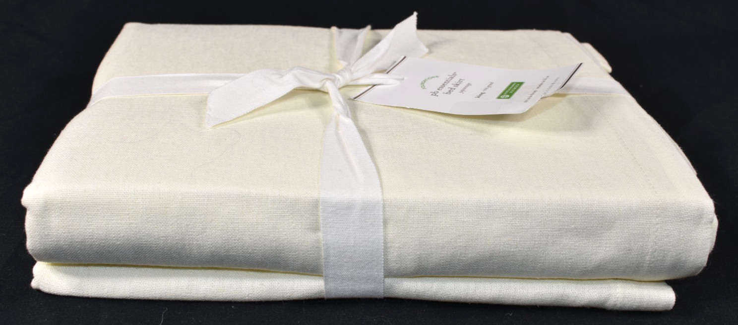 Pottery Barn Essential Linen Cotton King Bed Skirt Ivory 14" Drop NEW