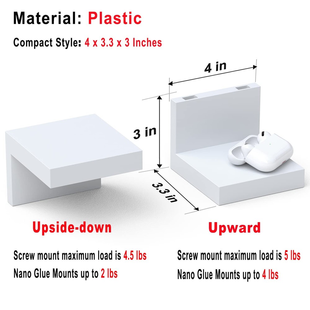 9-Pack Floating Shelves by RicherHouse, Plastic Display Ledges for Tiny Decor...