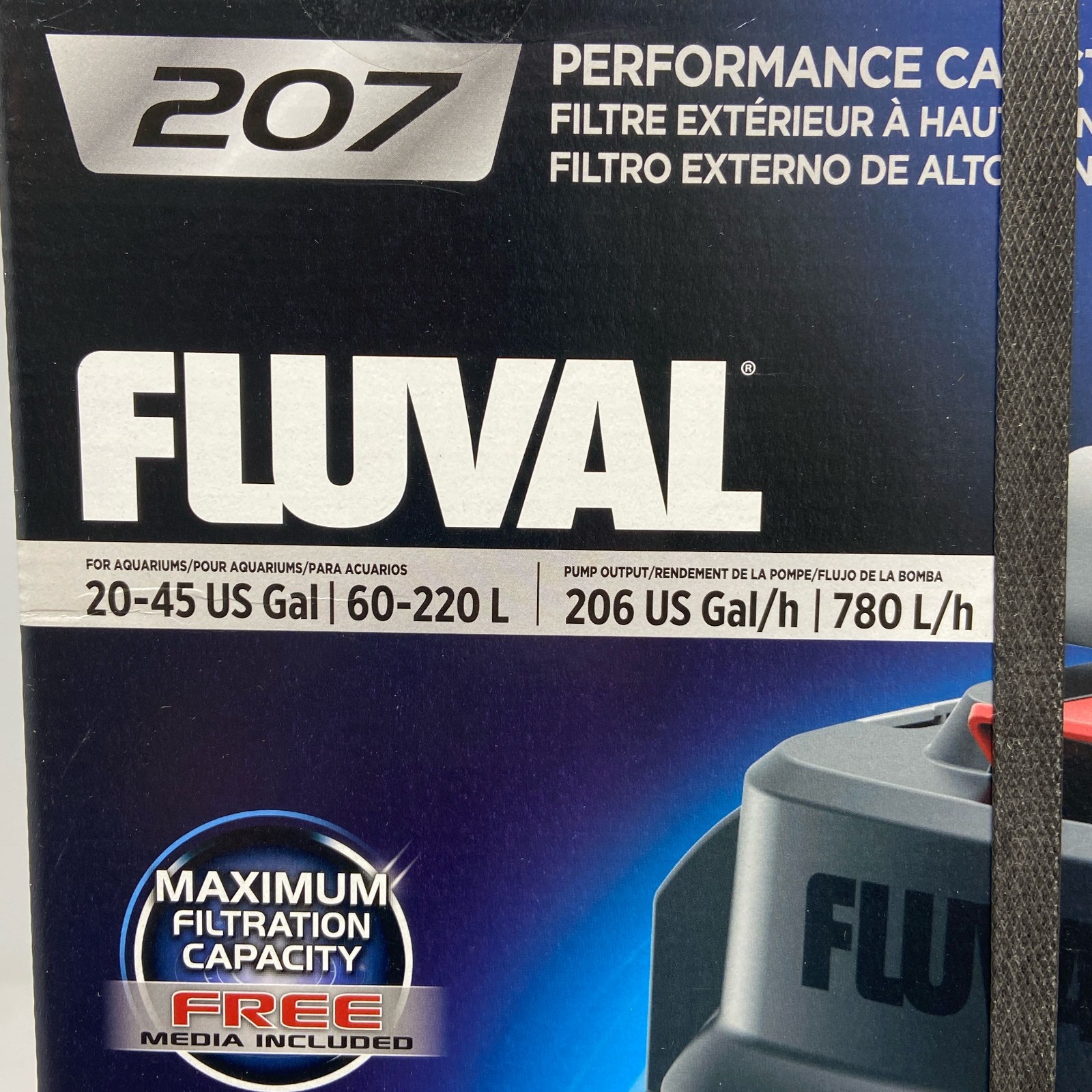 Fluval 207 Performance Canister Filter, Black/Gray — For Aquariums 20-45 Gallons
