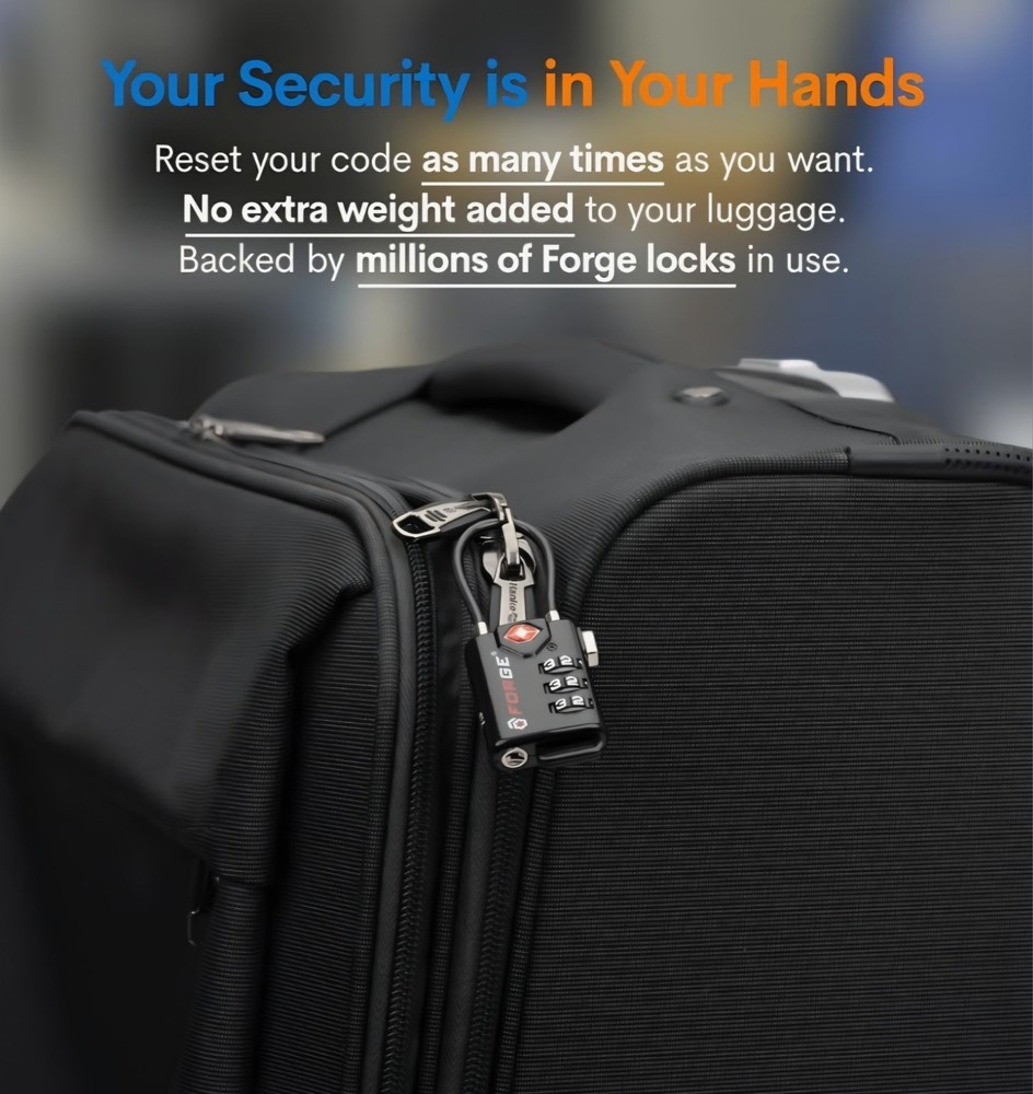 Forge TSA Approved Cable Luggage Locks, Re-settable Combination with Alloy Body