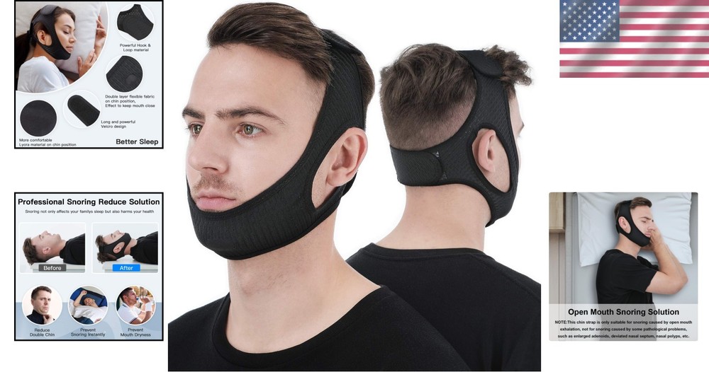 Effective Adjustable Snoring Solution - Breathable Chin Strap for Men & Women