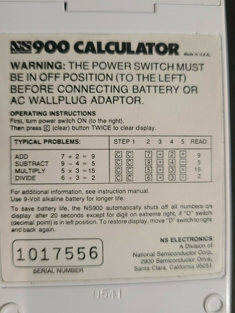 NEW IN BOX Novus Model 900 Calculator