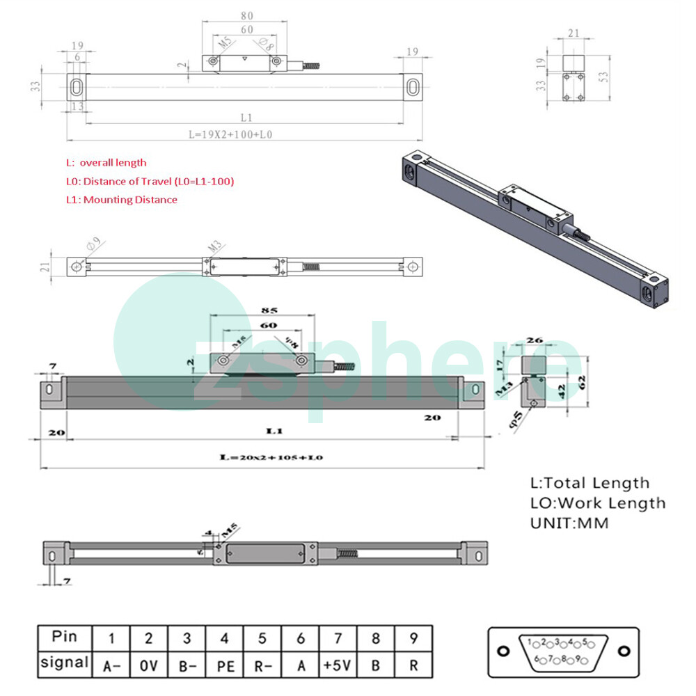 Linear Sensor Scale 2Axis/3Axis Digital Readout DRO Display for Mill Lathe EDM