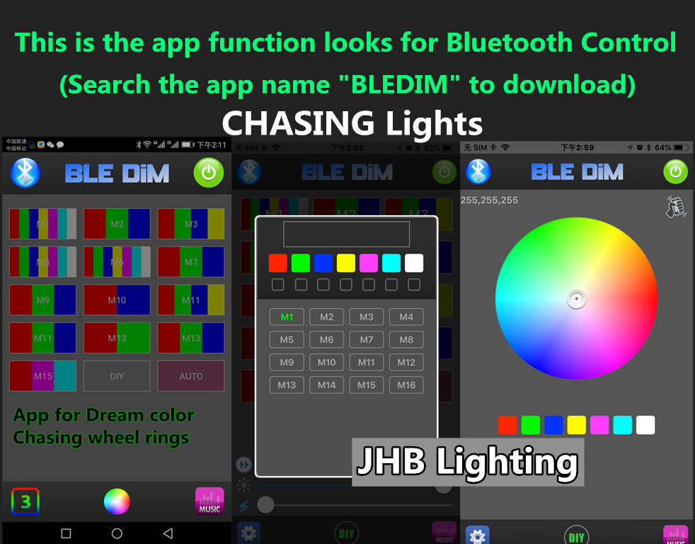 JHB Double/Triple/Quad Row Dream Remote+APP CHASING Flow Underglow Strips Lights