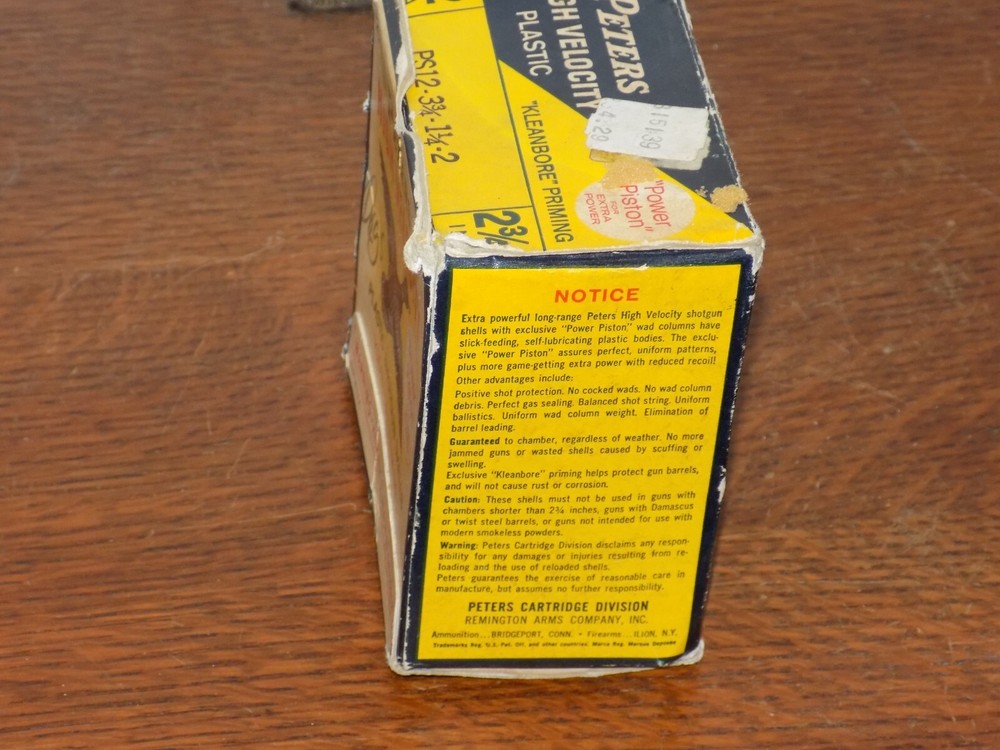 Vintage Peters High Velocity Plastic Shotgun Shell EMPTY Box