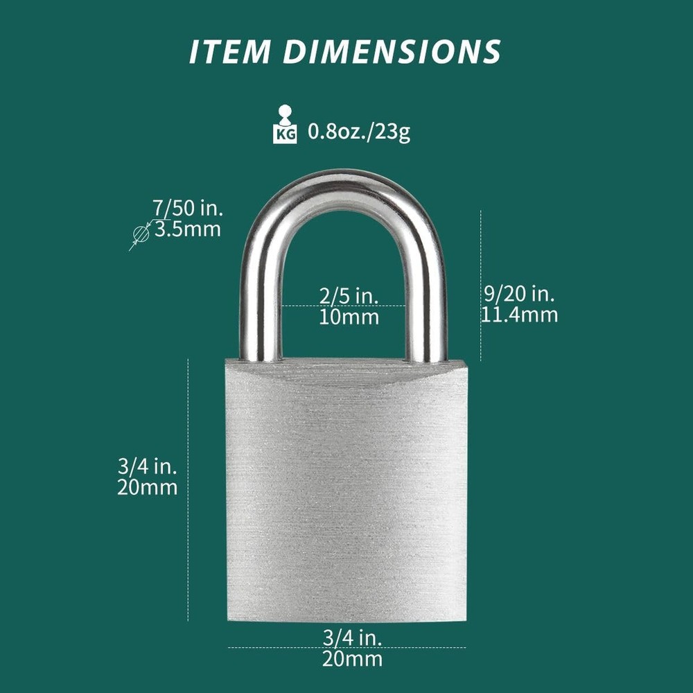 Small Aluminum Locks with Keys, 3/4-Inch Body Width Mini Locks with Same Key ...