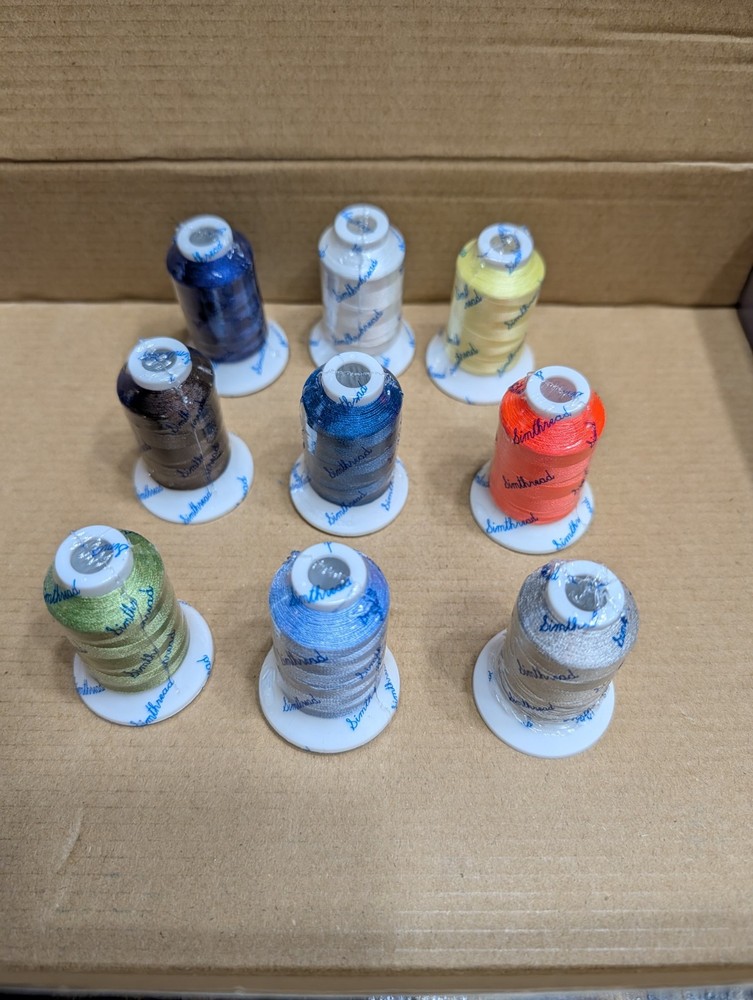 Lot of 9 Simthread Polyester Embroidery Thread 550y Assorted Colors NEW