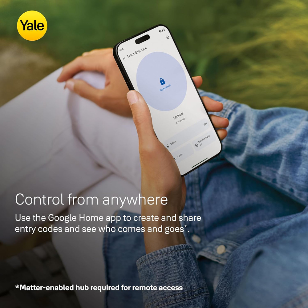 Ash Keyed Deadbolt Smart Lock with Google Matter, YRD510-MT1-ASH