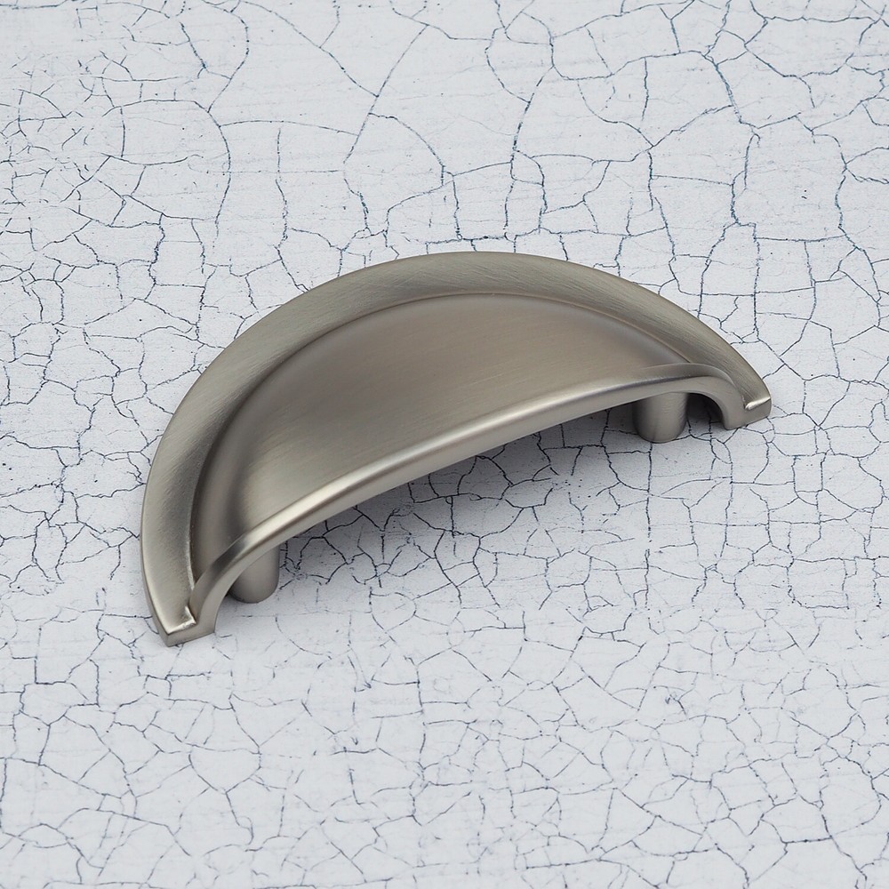 Nickel Kitchen Cupboard Handle Cup Pull Knobs Brushed Shaker Door Drawer Cabinet