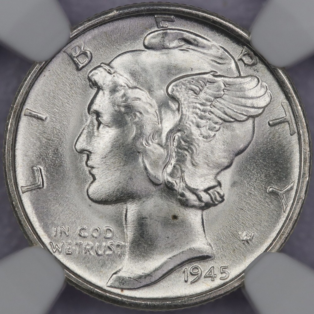 1945-S 10c Mercury Dime - NGC MS 67+
